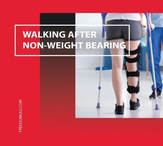 Person walking with leg crutch brace